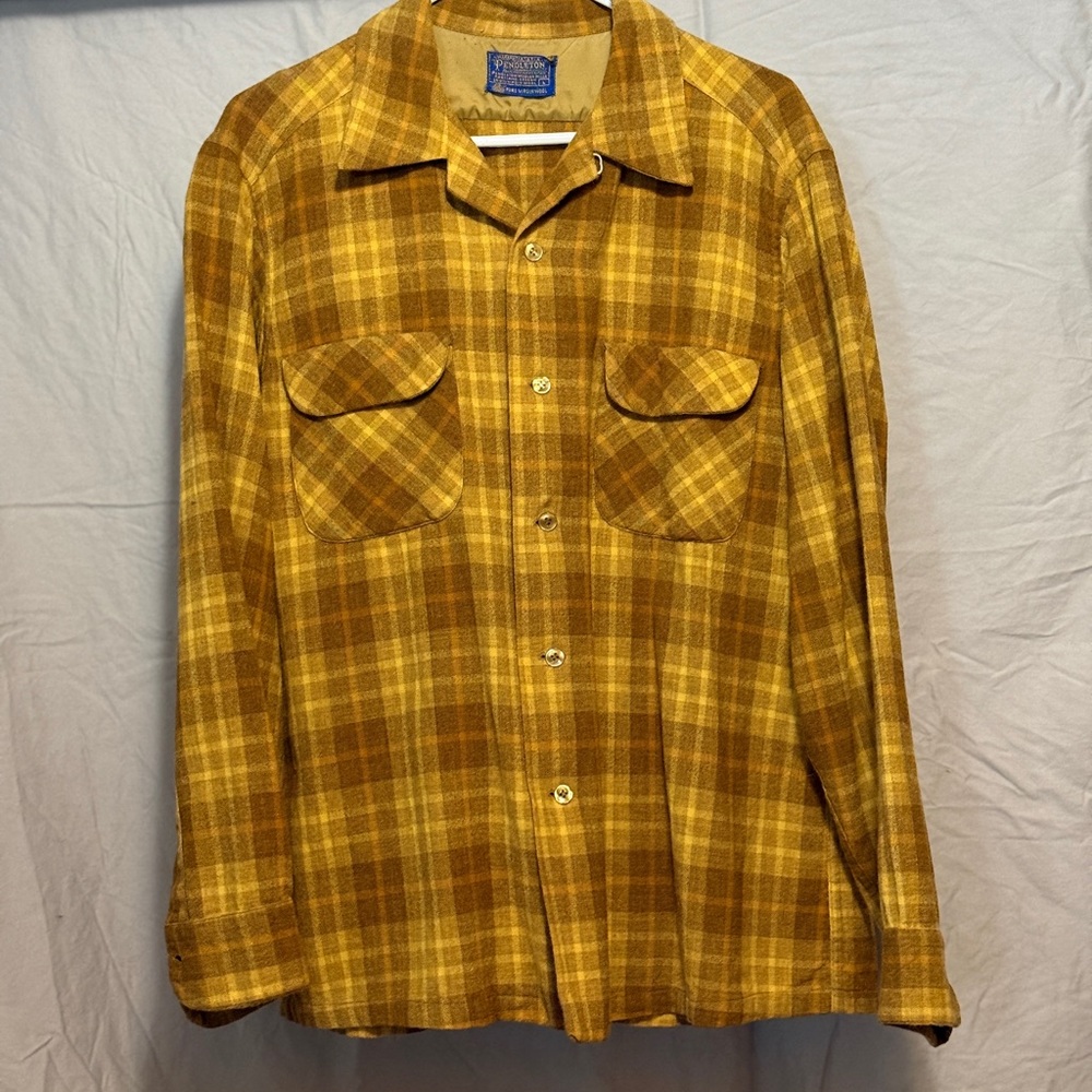 Vintage Yellow Plaid Button-Up Shirt